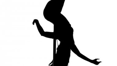 Seksi bir kadın kutup dans silüeti