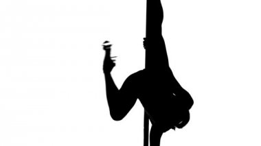 Seksi bir kadın kutup dans silüeti