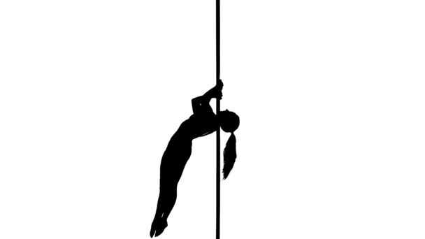 Silhouette di una sexy pole dance femminile — Video Stock