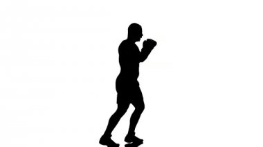 tek bir beyaz adam beyaz zemin üzerine izole siluet Studio boks boksör egzersiz fitness egzersiz