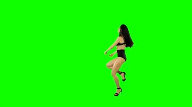Go-go dansçı kız yeşil ekranda izole