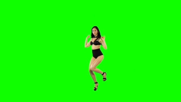녹색 화면에 고립 된 고고 댄서 소녀 — 비디오