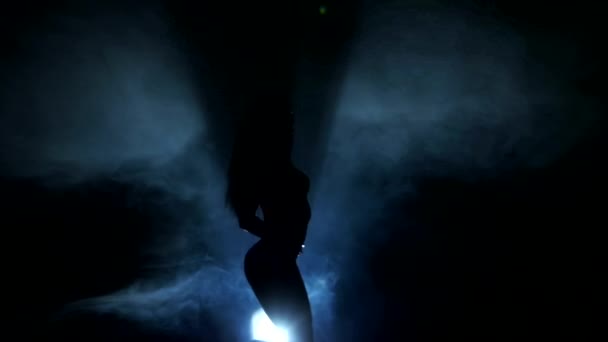 Танцующие силуэты женщины в ночном клубе — стоковое видео