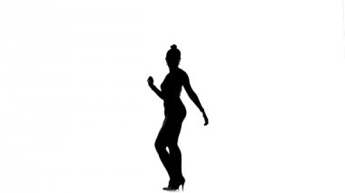 Çekici sosyal latina dansçı kadın dans, beyaz, siluet