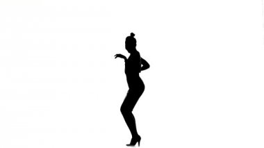 Çekici sosyal latina dansçı dans, beyaz, siluet