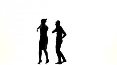 Beyaz, siluet, yavaş çekim de Latino dansçılar eylem