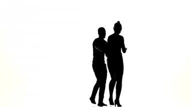 Beyaz, yavaş çekim, siluet üzerinde eylem sosyal latino dansçılar Çift