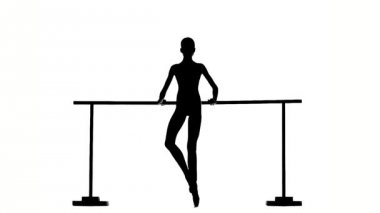 Beyaz güzel balerin kız dansçı. Siluet. yavaş çekim