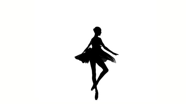 Ballerina meisje draagt een jurk. Silhouet. Slow Motion — Stockvideo