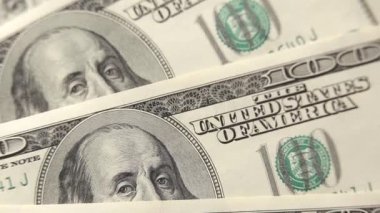 Yüz dolarlık banknotlar makro.