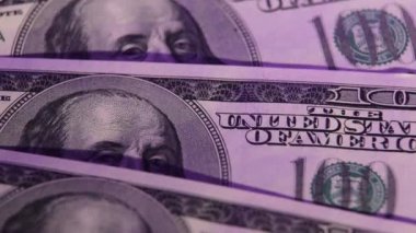 Yüz dolarlık banknotlar makro.