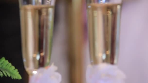 Two glasses with champagne — Stock Video