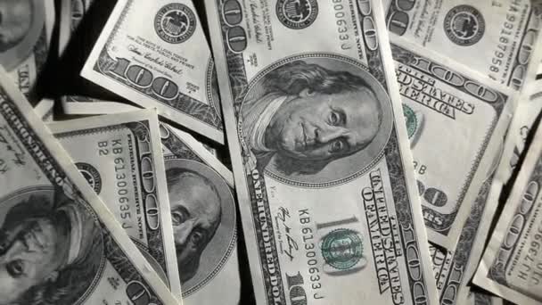 One hundred dollars banknotes macro. — Stock Video