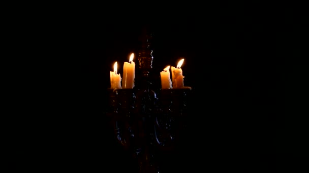 在老式烛台蜡烛 — 图库视频影像