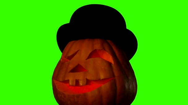 Helloween pumpkin on green screen — Stock Video