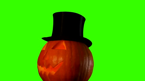 Хеллоуїн гарбуз на зеленому екрані — стокове відео