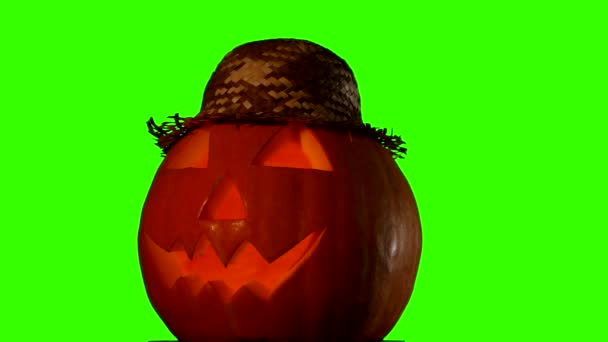 Helloween-Kürbis auf grünem Bildschirm — Stockvideo