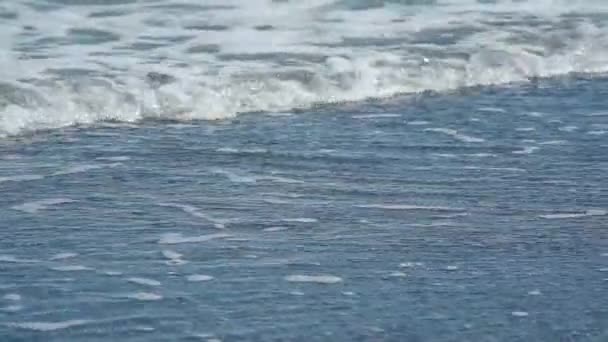 Skum våg av havsvatten på stranden — Stockvideo