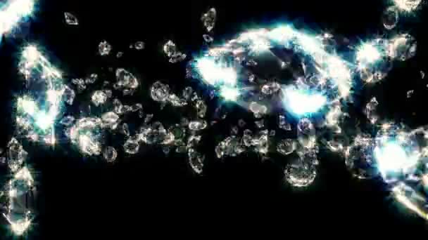 Diamonds on black background. 3D — Stock Video