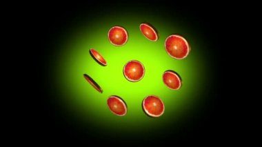 meyve yeşil ve siyah arka plan üzerinde bir sürü. 3D