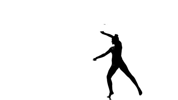 Silhouettes mooi lichaam van jonge Turner, slow-motion — Stockvideo