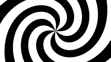 Büyüleyici bir siyah-beyaz spiral desen optik bir illüzyon yaratıyor, derinlik ve hareket aktarıyor..