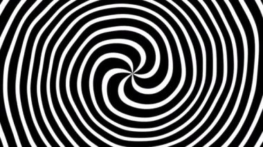 Hipnotik siyah ve beyaz spiral desen optik bir illüzyon etkisi yaratıyor, hareket ve derinliği çağrıştırıyor..