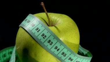 Siyah, döndürme, yansıma, yakın bant ölçüm bandı ile yeşil, taze elma