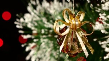Kabuk - ağaç, bokeh, ışık, siyah, garland, kristal kahverengi oyuncak gibi Noel dekorasyon cam sağa taşır.