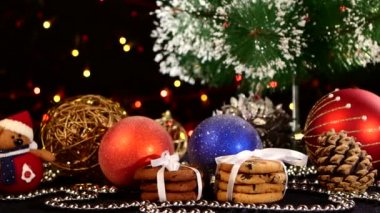 Noel ağacı, Dekorasyon, çam kozalağı siyah, bokeh, ışık, garland, cam oves sağ ile tanımlama