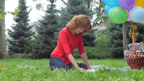 Beautiful little and happy daughter with her hands on eyes of her mother — Stock Video