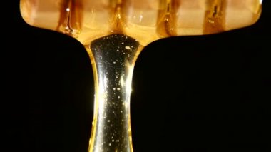 Damlayan bal ve bir damla aşağı, akan, siyah, yakın çekim