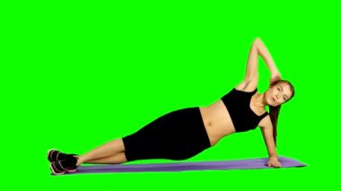 fitness kız güç egzersizleri yapıyor. Spor Salonu, yeşil ekran