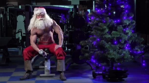 Santa v tělocvičně školení biceps 001