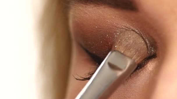 Perfect makeup. Beauty fashion. Eyelashes. Cosmetic Eyeshadow. close up. Slow motion