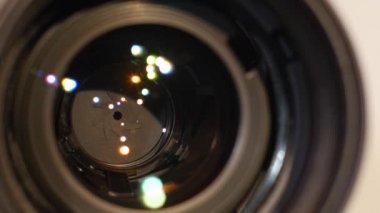 Bir kamera lensi diyafram diyafram diyafram, yakın, açık, makro