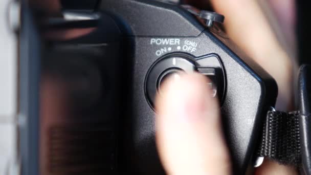 Hand presses record button, close up — Stock Video