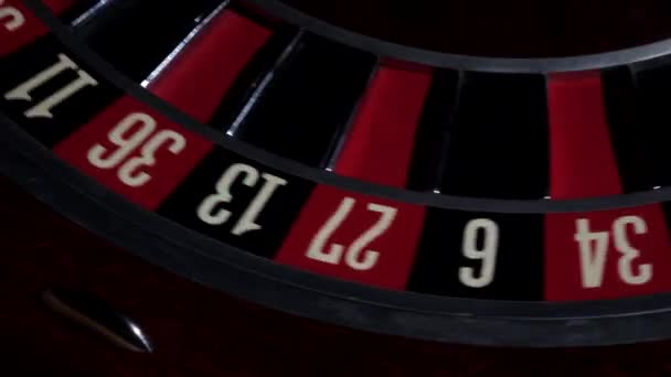 Usual roulette wheel running with white ball, top view — Stock Video