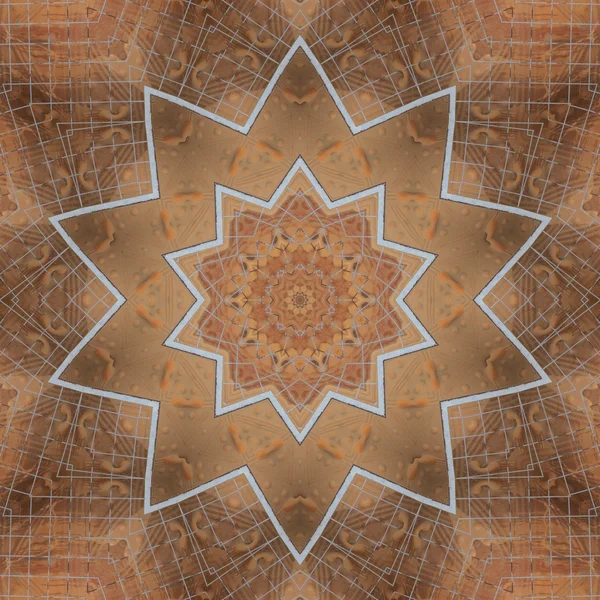 Kahverengi mandala yıldız — Stok fotoğraf