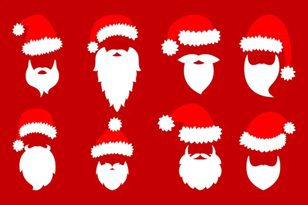 Kerstman Hoed Baard Vector Illustratie Fijne Feestdagen — Stockvector