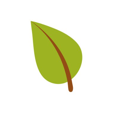 Ağacın yeşil yaprağı. İzole edilmiş beyaz arkaplanda vektör illüstrasyonu