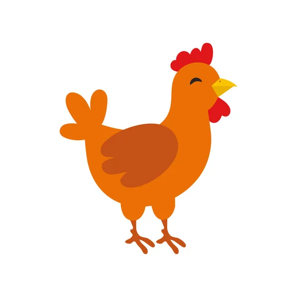 Divertida gallina roja de dibujos animados, ilustración vectorial aislada sobre fondo blanco. Lindo y divertido pollo colorido — Archivo Imágenes Vectoriales