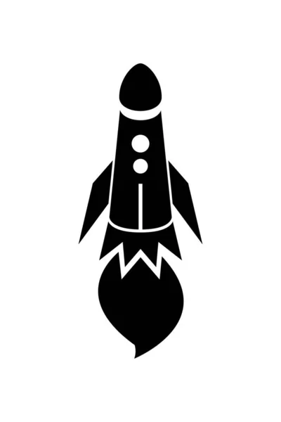 Икона ракеты, черный силуэт. Векторная иллюстрация на белом фоне — стоковый вектор