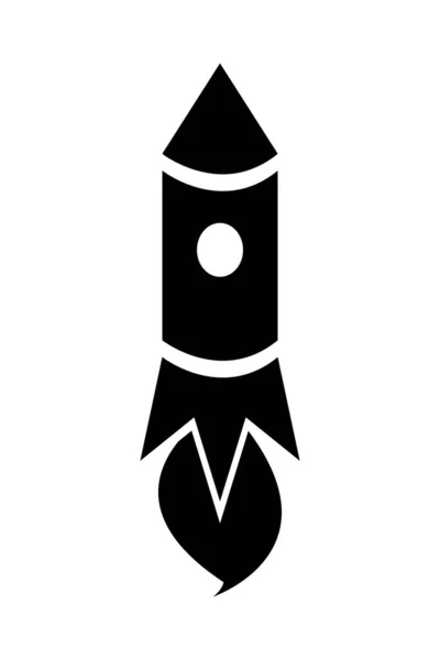Икона ракеты, черный силуэт. Векторная иллюстрация на белом фоне — стоковый вектор