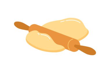 Taze ham hamur ve merdane vektör çizimi.