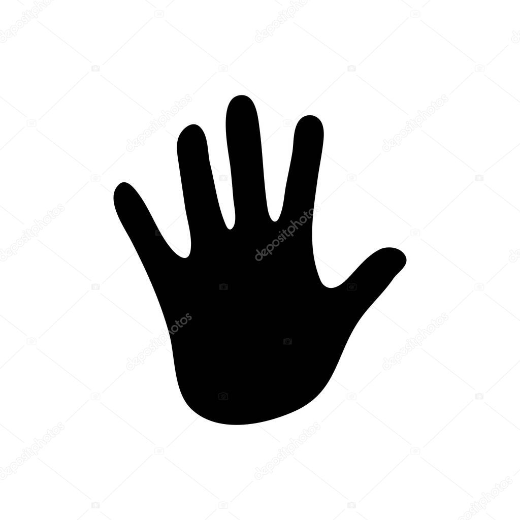 Hand palm vector black icon. Open hand flat vector illustration. Palm Isolated on a white background.