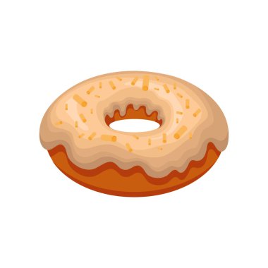 Kremalı çörek, tatlılık simgesi, beyaz izole arkaplanda vektör çizimi.