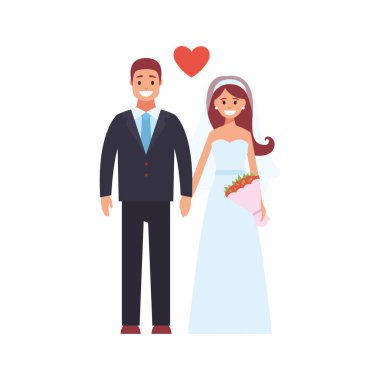 Mutlu bir aile. Beyaz arkaplanda vektör düz tasarım çizimi.