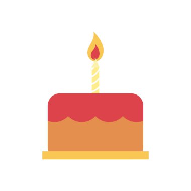 Doğum günü pastası ikonu, mutlu yıllar. Vektör illüstrasyonu.