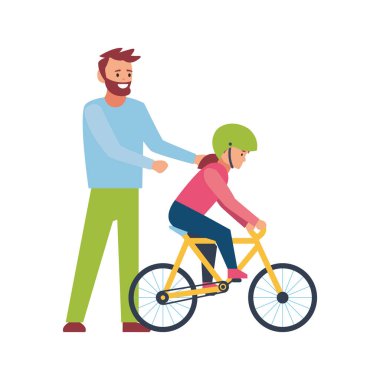 Bisiklet, mutlu bir bakış açısı. Vektör illüstrasyonu beyaz arkaplanda izole edildi.